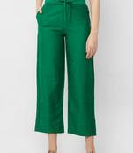 Women's Solid Green Casual Pants