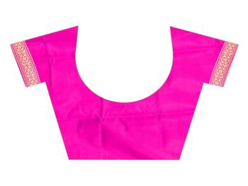 Rani pink woven silk blend saree with blouse 4