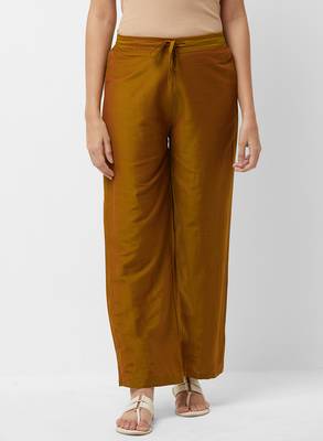 Women's Solid Brown Casual Pants 1