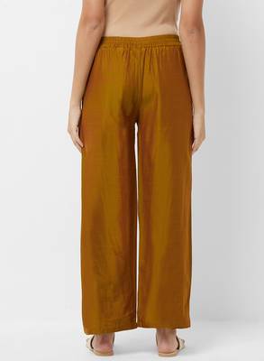 Women's Solid Brown Casual Pants 2