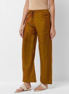 Women's Solid Brown Casual Pants 4