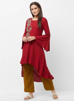 Women's Solid Brown Casual Pants 5