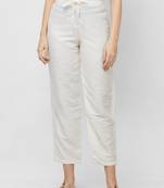 Women's Solid White Casual  Pants