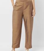Women's Solid Beige Casual Pants