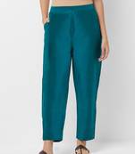Women's Solid Blue Casual Pants