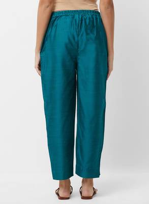 Women's Solid Blue Casual Pants 2