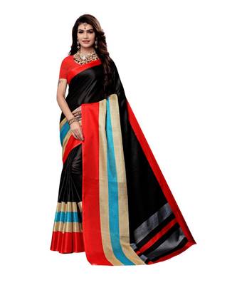 multicolor Printed Art Silk saree with blouse 1