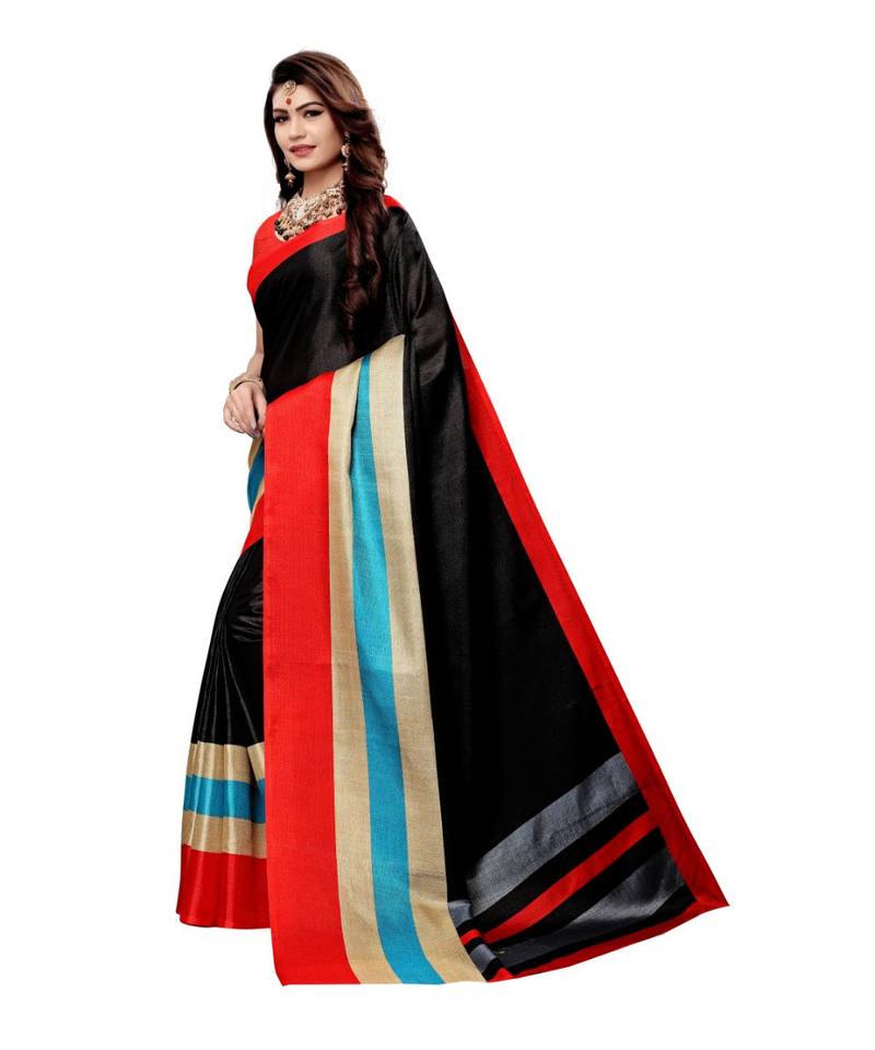 multicolor Printed Art Silk saree with blouse