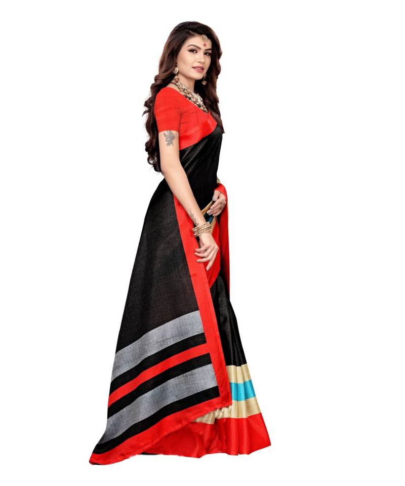 multicolor Printed Art Silk saree with blouse
