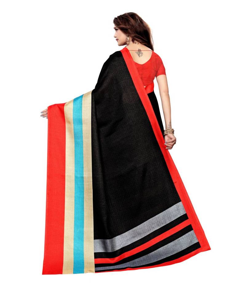 multicolor Printed Art Silk saree with blouse