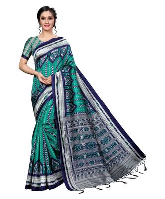 multicolor Printed Art Silk saree with blouse 1