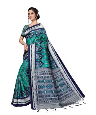 multicolor Printed Art Silk saree with blouse 3