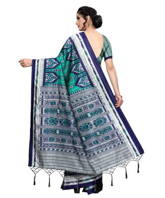 multicolor Printed Art Silk saree with blouse 4