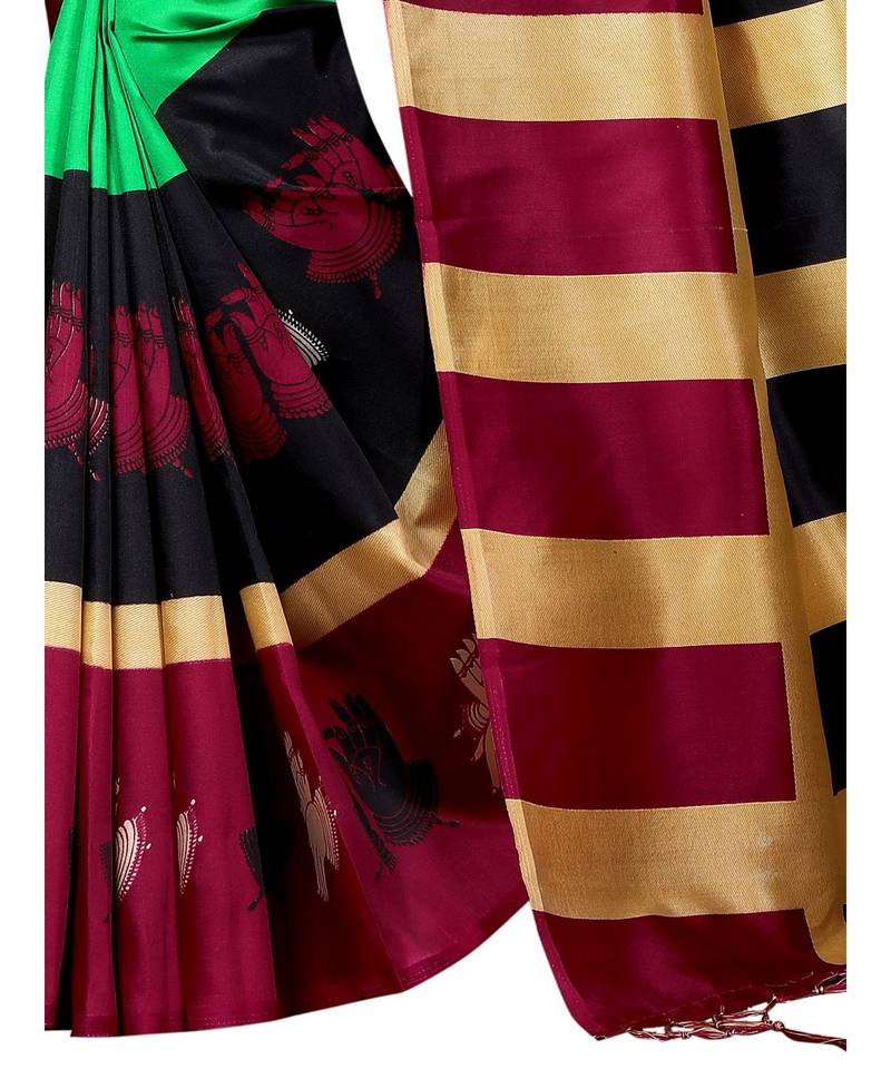Multicolor Printed Art Silk Saree With Blouse