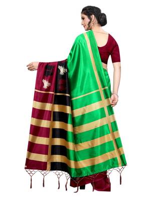 Multicolor Printed Art Silk Saree With Blouse 4
