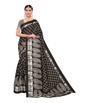 Multicolor Printed Art Silk Saree With Blouse 1