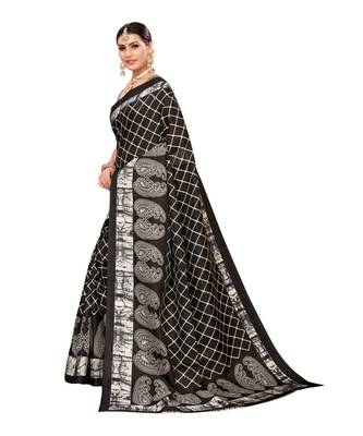 Multicolor Printed Art Silk Saree With Blouse 2