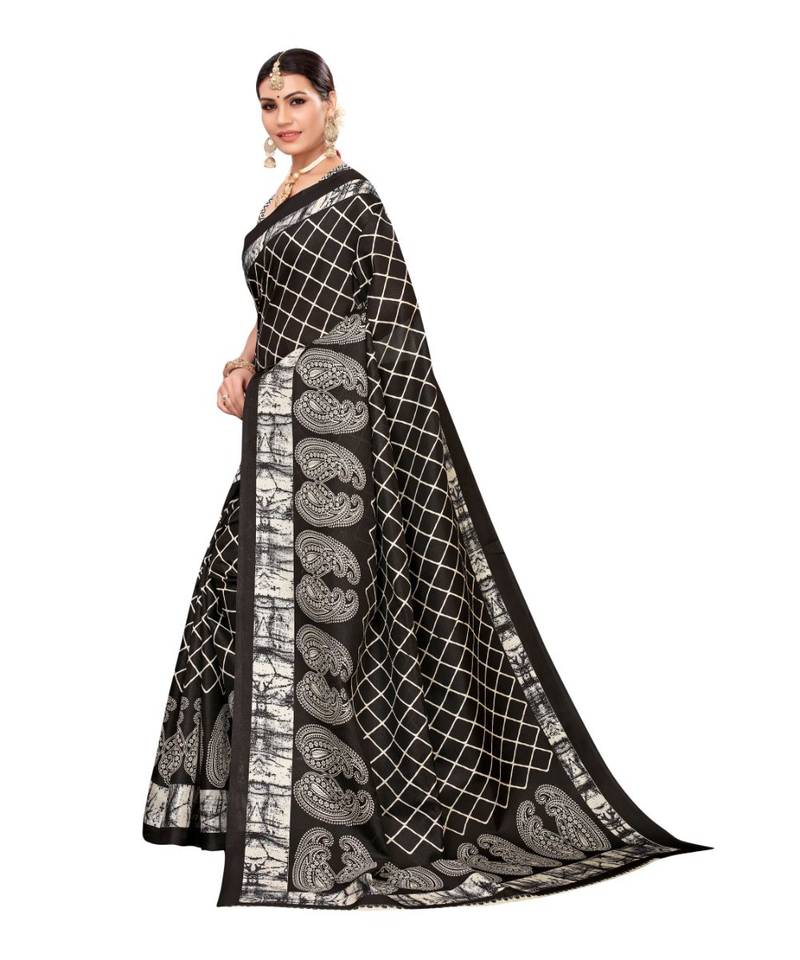 Multicolor Printed Art Silk Saree With Blouse