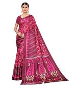 Multicolor Printed Art Silk Saree With Blouse