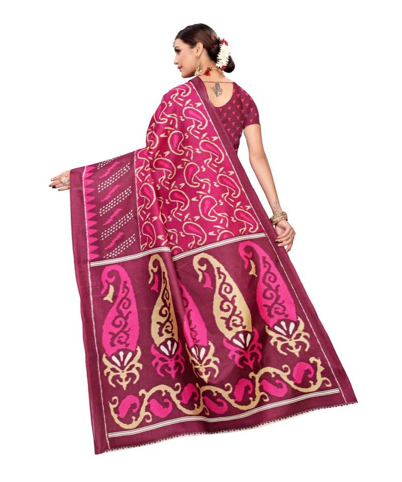 Multicolor Printed Art Silk Saree With Blouse