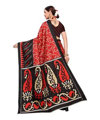 Multicolor Printed Art Silk Saree With Blouse 4