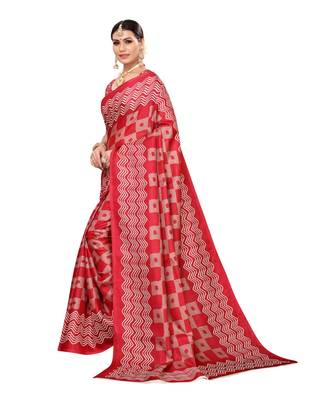 Multicolor Printed Art Silk Saree With Blouse 2