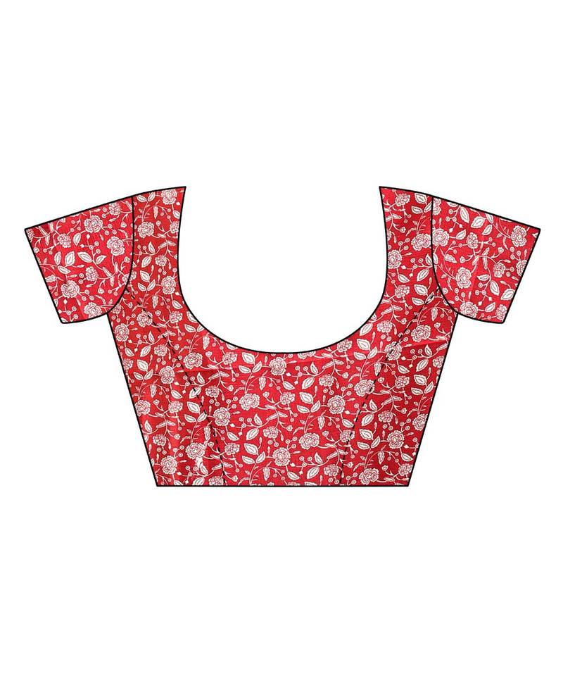 Multicolor Printed Art Silk Saree With Blouse