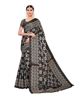 Multicolor Printed Art Silk Saree With Blouse 1