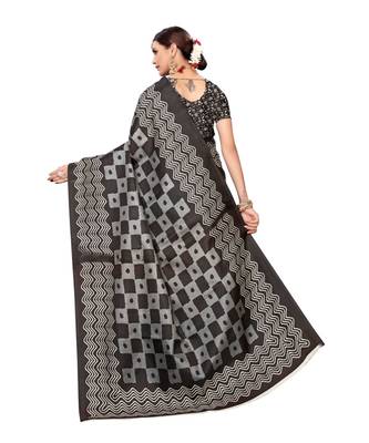 Multicolor Printed Art Silk Saree With Blouse 4