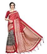 Multicolor Printed Art Silk Saree With Blouse