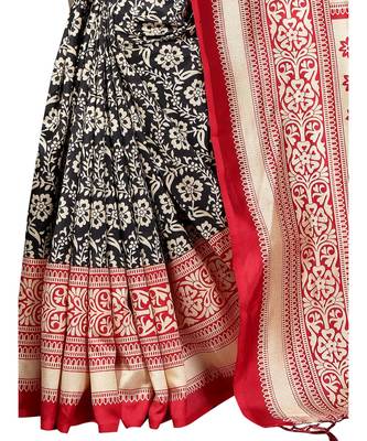 Multicolor Printed Art Silk Saree With Blouse 2