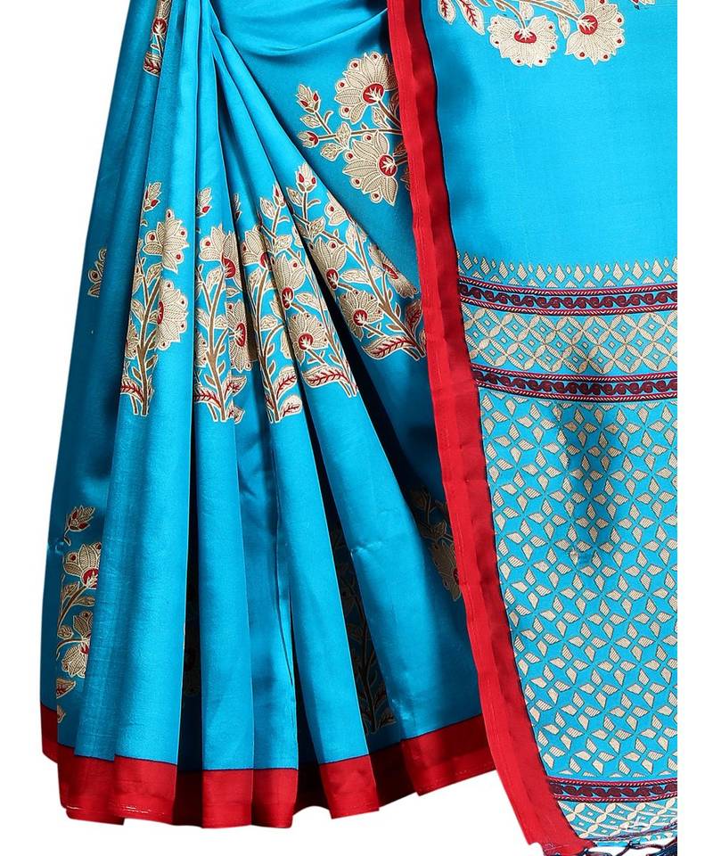 multicolor Printed Art Silk saree with blouse