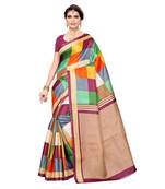 multicolor Printed Art Silk saree with blouse