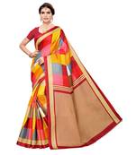 Multicolor Printed Art Silk Saree With Blouse