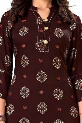 Brown printed rayon party-wear-kurtis 4
