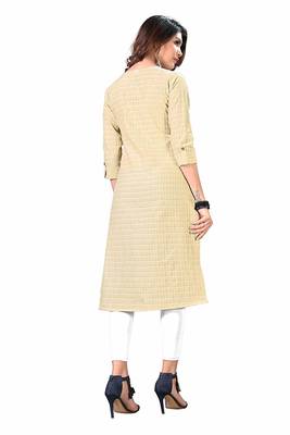 cream plain cotton party-wear-kurtis 2