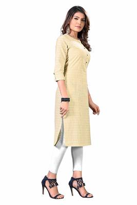 cream plain cotton party-wear-kurtis 3
