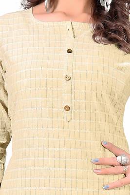 cream plain cotton party-wear-kurtis 4