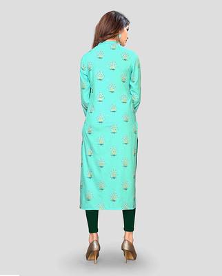 Sky-blue printed rayon party-wear-kurtis 2