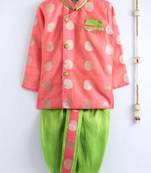 Pink Woven Chanderi Boys Dhoti Kurta