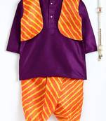 Purple Plain Dupion Boys Dhoti Kurta