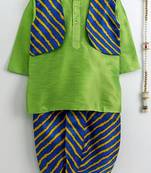 Green Plain Dupion Boys Dhoti Kurta
