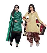 Green printed blended cotton salwar