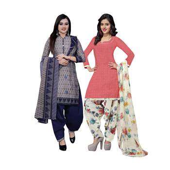 Grey Printed Blended Cotton Salwar 1