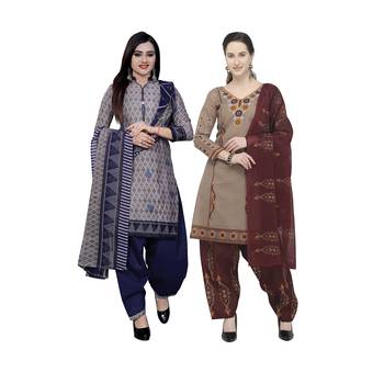 Grey Printed Blended Cotton Salwar 1
