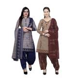 Grey Printed Blended Cotton Salwar