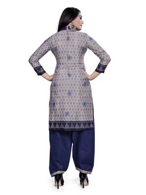 Grey Printed Blended Cotton Salwar 3