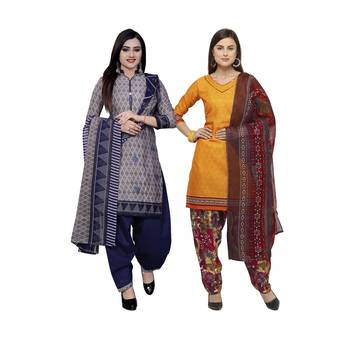 Grey Printed Blended Cotton Salwar 1