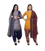 Grey Printed Blended Cotton Salwar