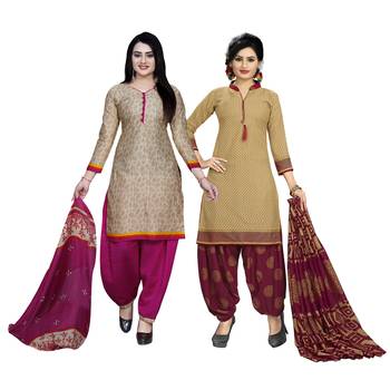 Beige printed blended cotton salwar 1